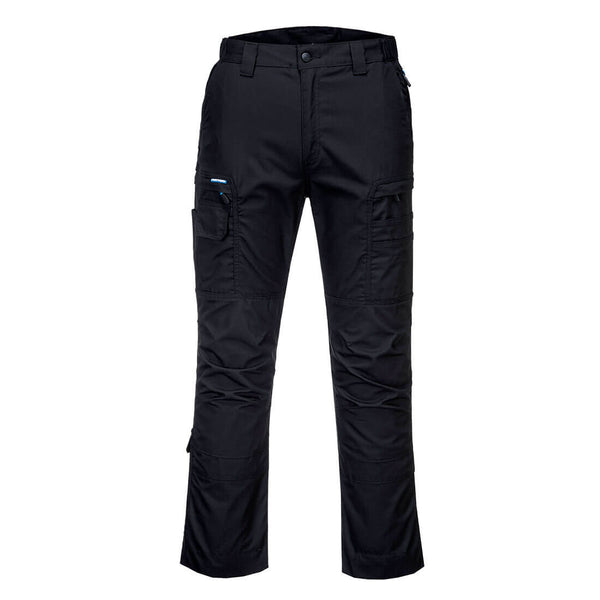 Black Portwest KX3 ripstop trousers (T802) made from durable ripstop fabric to prevent tears and rips.