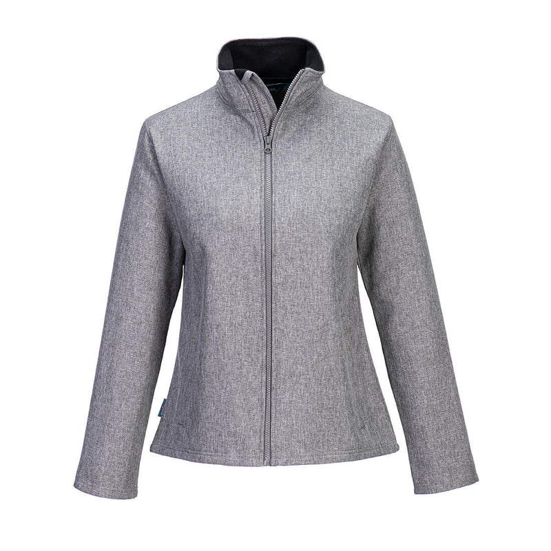 Grey and maroon workwear jacket with contrast panels and chest pockets