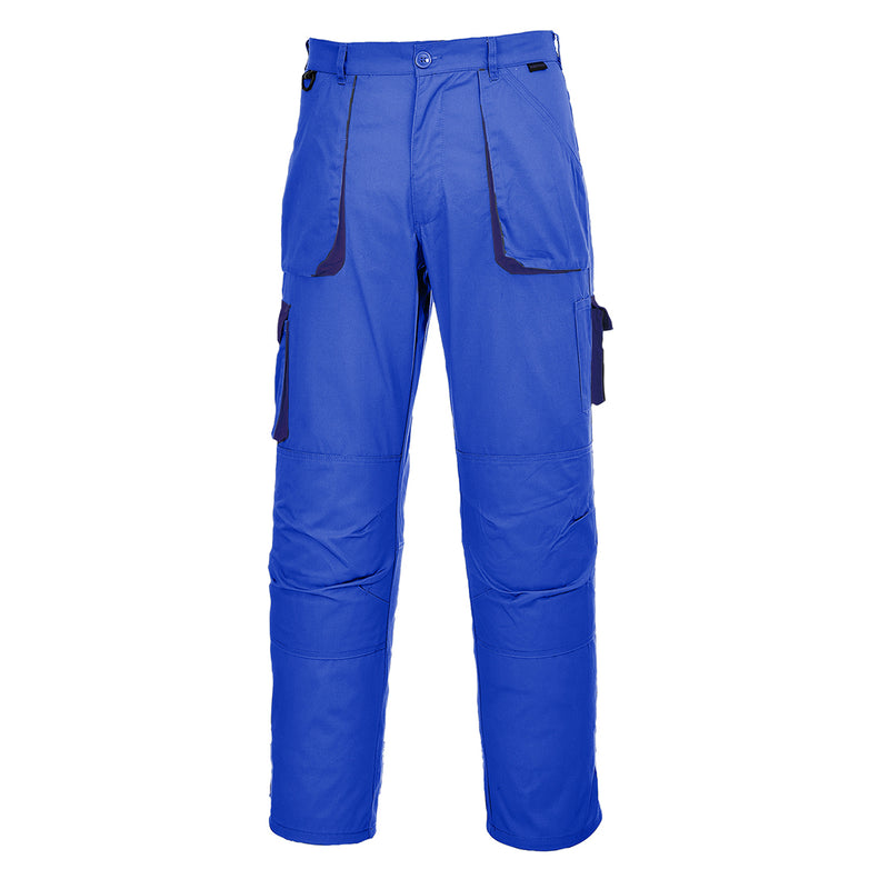 Portwest Texo Contrast royal blue regular work trousers with 9 pockets