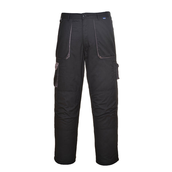 Black Portwest TX16 work trouser with knee pad pockets and stretch fabric