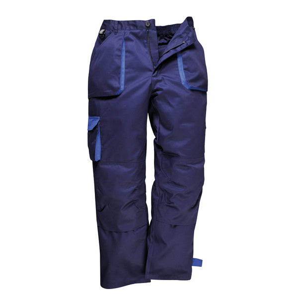 Navy Portwest TX16 durable cargo trousers designed for industrial use