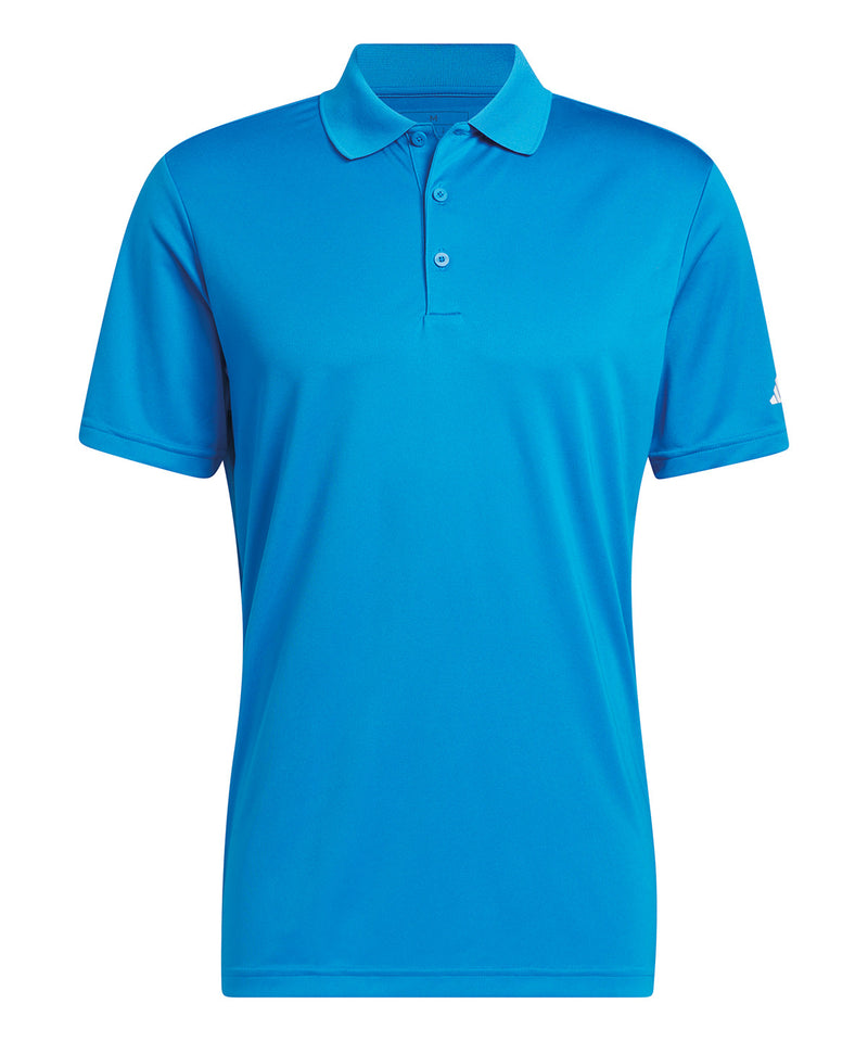 Adidas Performance polo shirt in bright blue, with a three-button placket and classic collar.