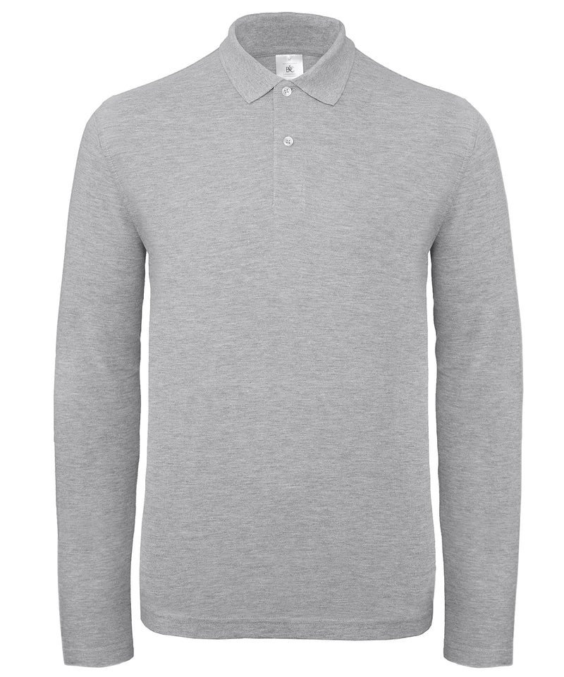 B&C Collection ID001 LSL polo shirt BA290 in heather grey