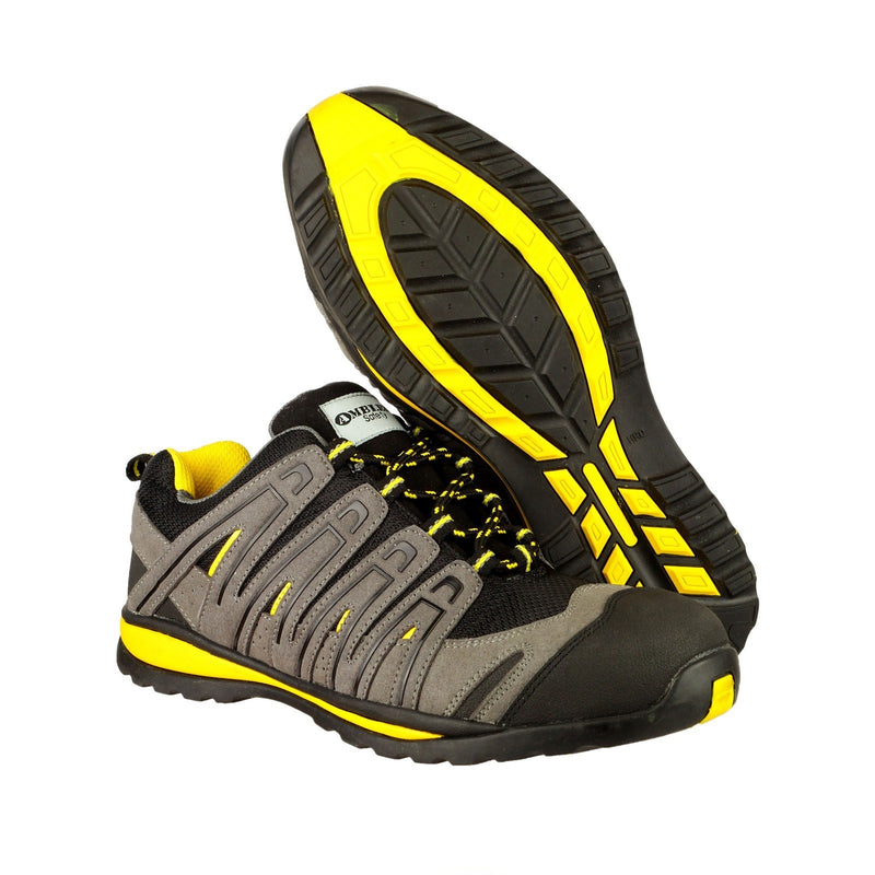 Heel of the Amblers FS42C trainer with yellow detailing.