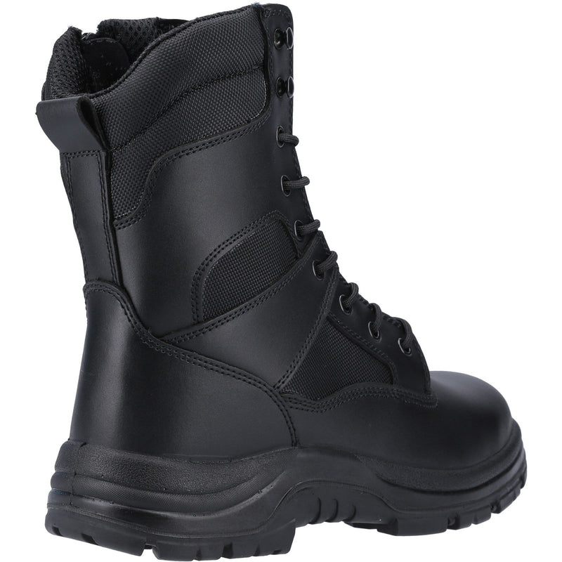 Side view of the black FS008 hi-leg safety boot.