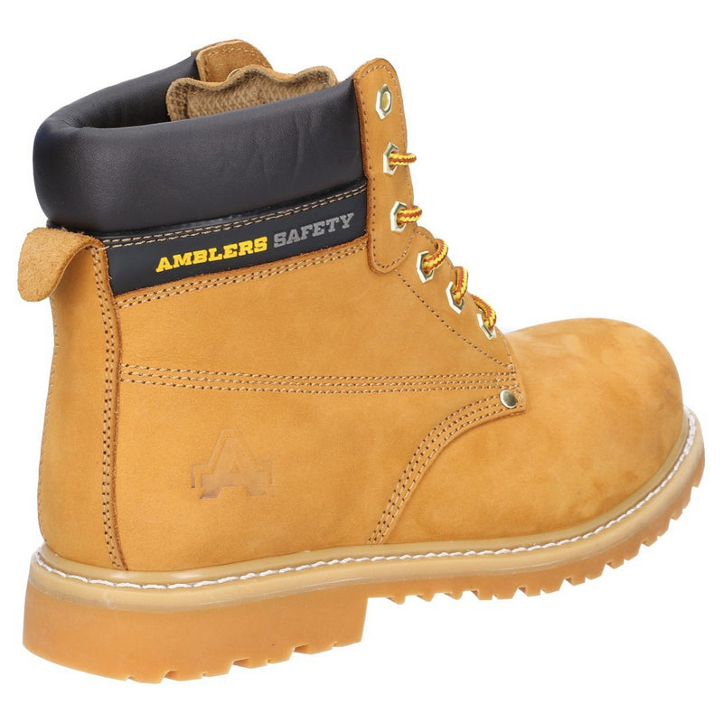 Side profile of the brown leather FS7 Goodyear welted boot.