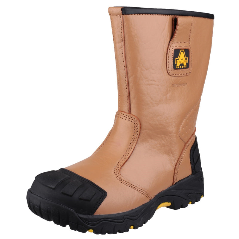 Close-up of the slip-resistant sole tread on the Amblers FS143 safety rigger boot.