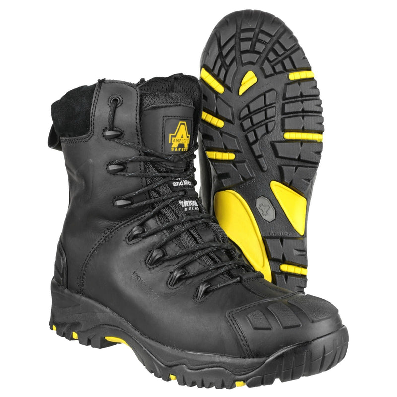 Rear perspective of the Amblers FS999 hi-leg composite safety boot.