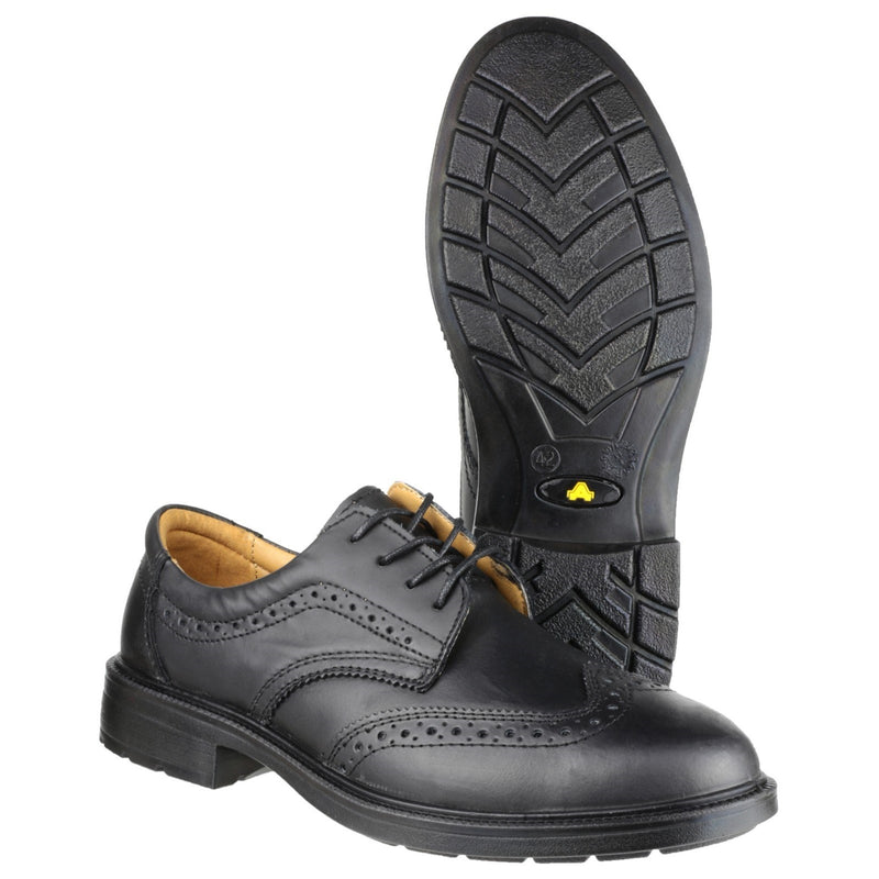 Rear view of the black leather FS44 safety brogue.
