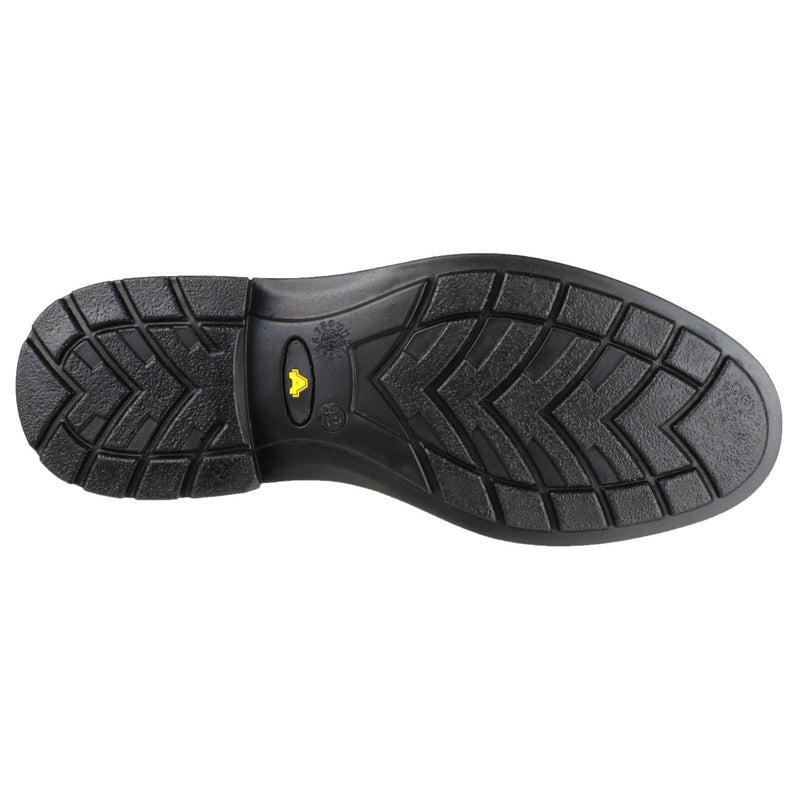 Top-down view showing the decorative perforations on the FS44 safety brogue.