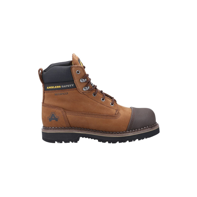 Close-up on the ankle padding of the Amblers AS233 safety boot.
