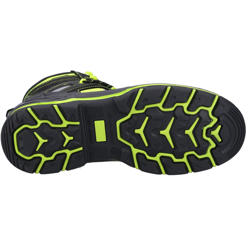 Top-down view of the yellow Radiant safety boot.