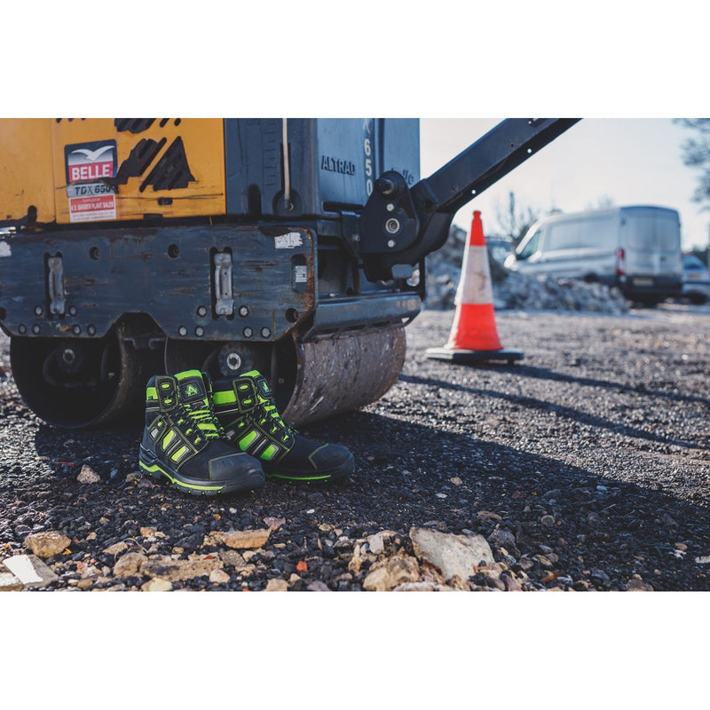 Feature shot of the yellow Radiant safety boot.