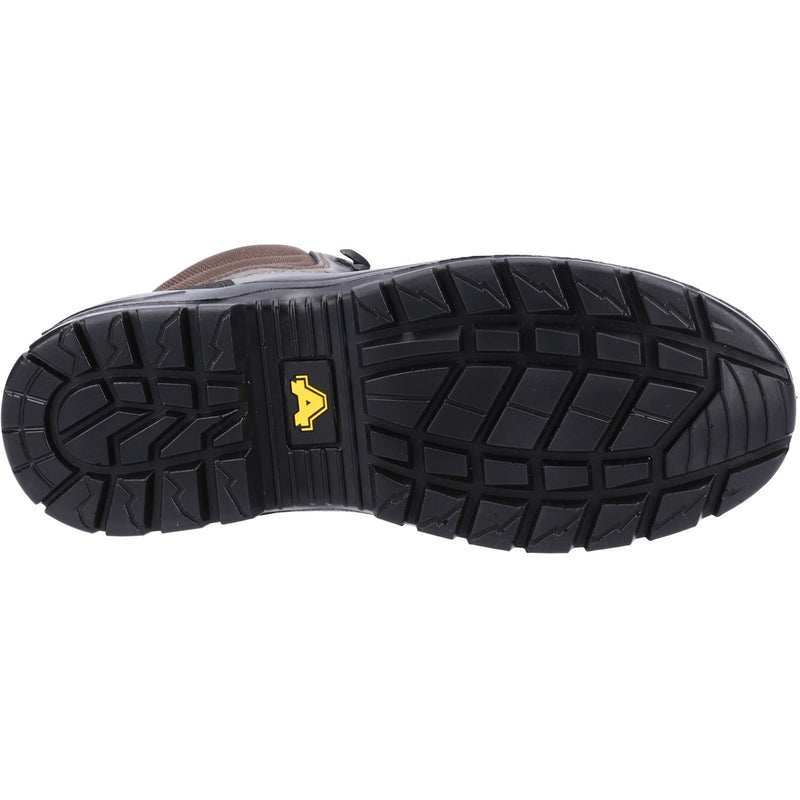 Top-down view of the brown leather 308C safety boot.