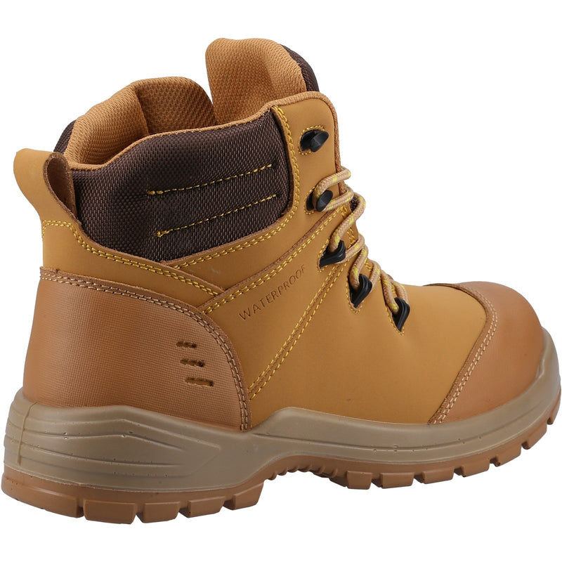 Side profile of the honey-colored 308C metal-free safety boot.