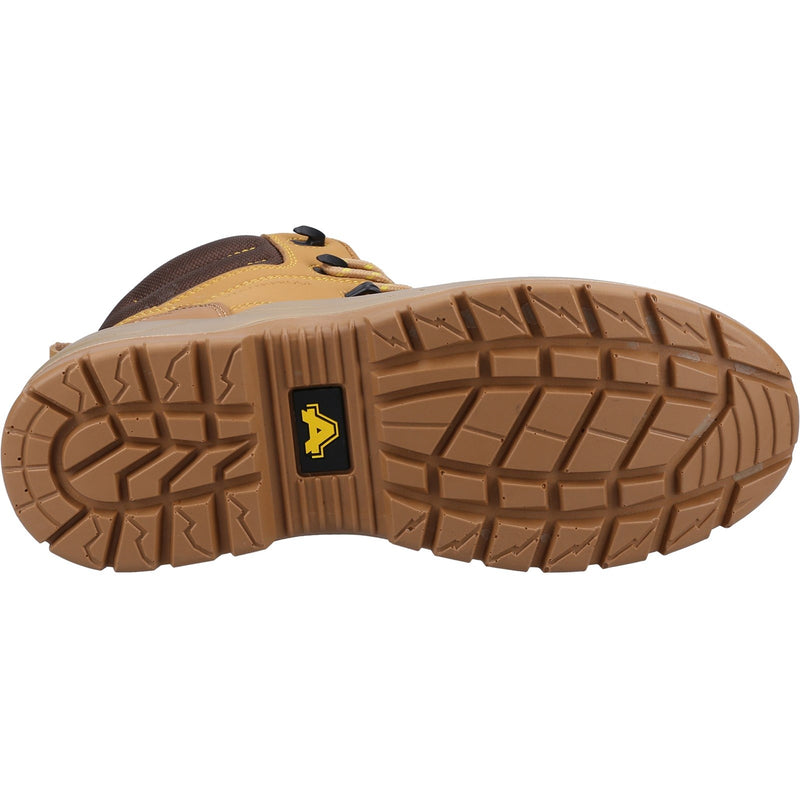 Top-down view of the honey nubuck 308C safety boot.