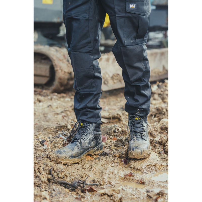 Stitching detail on the black 241 safety boot.