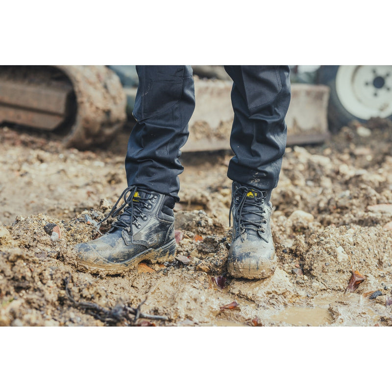 Close-up of the lacing on the black 241 boot.