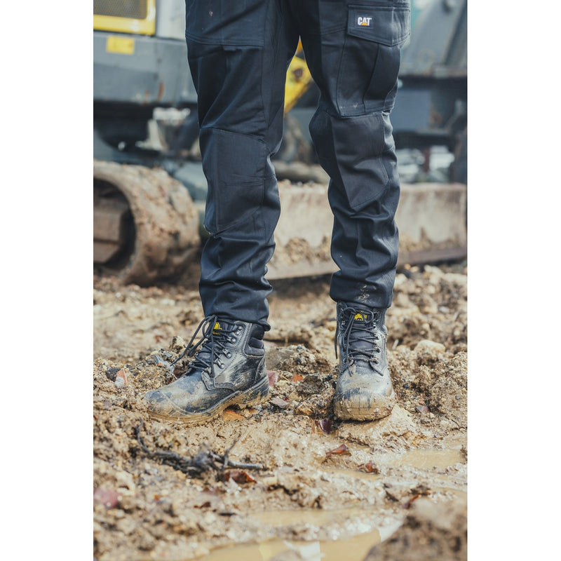 Heel view of the black Amblers 241 boot.