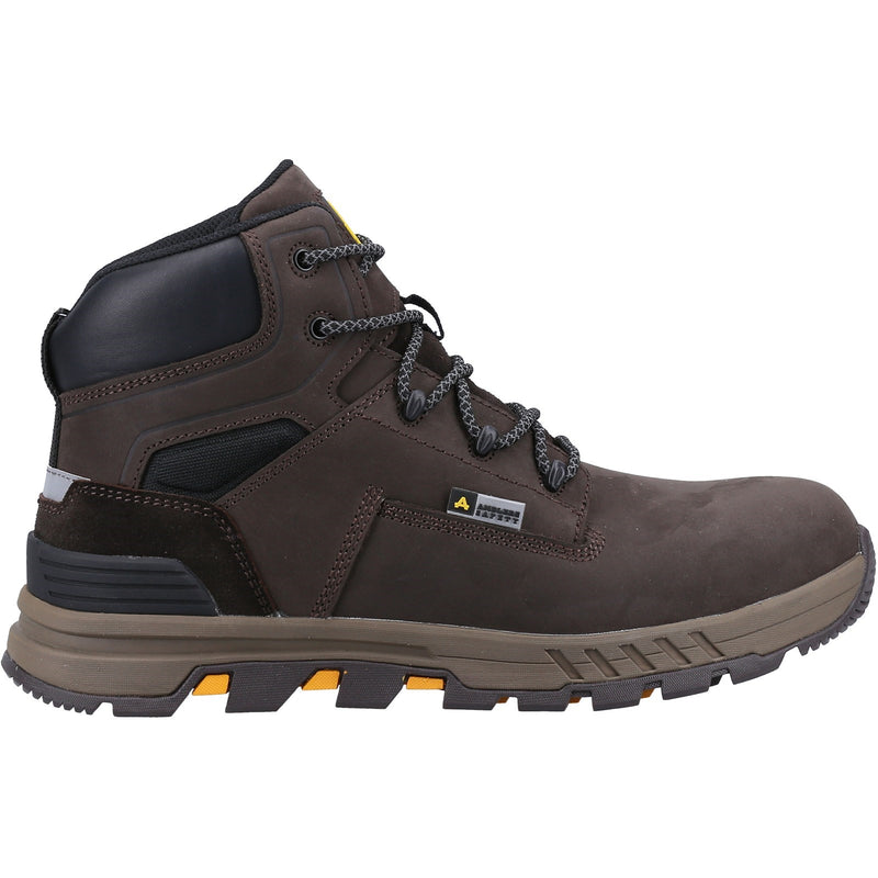 Padded collar of the brown 261 safety boots.