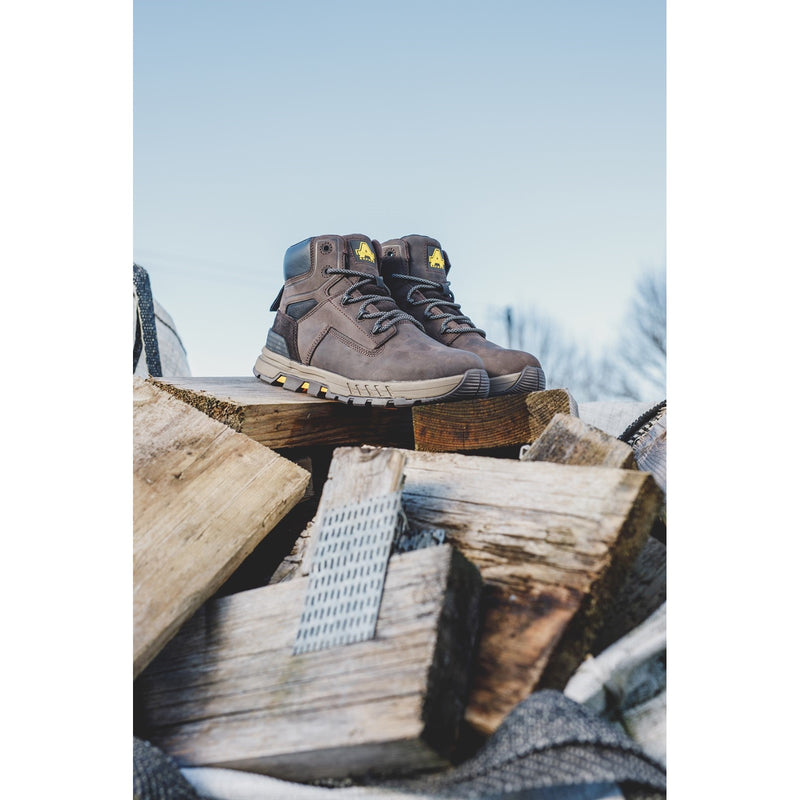 Close-up detail on the side of the brown 261 boots.