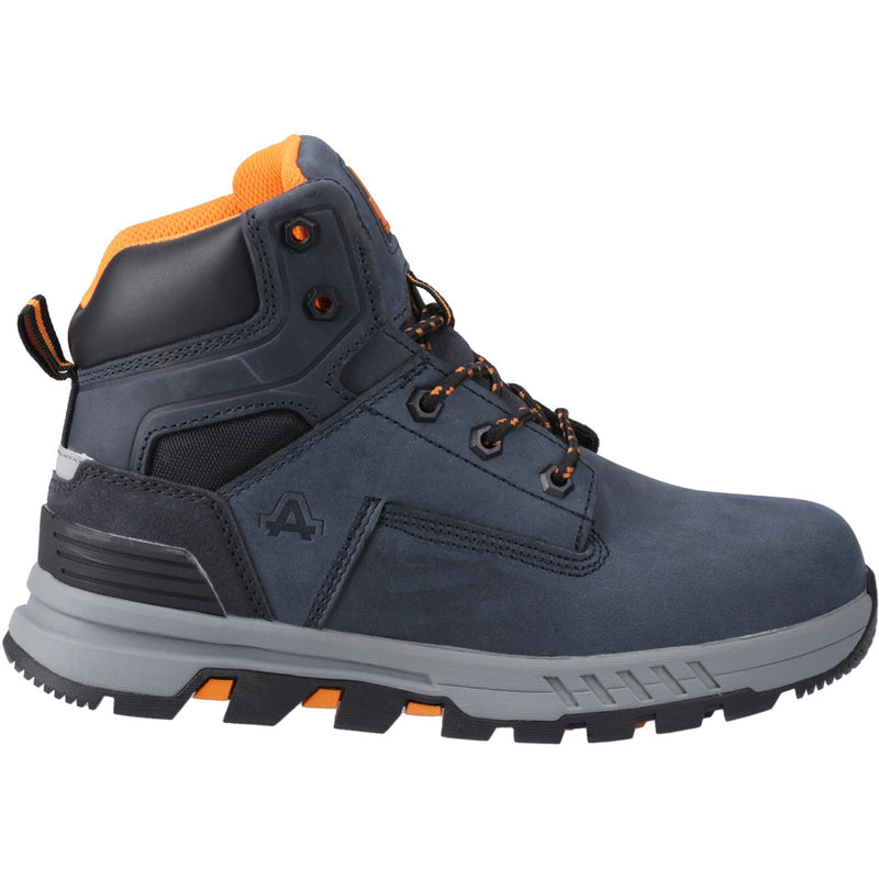 On-foot angled shot of the grey AS613 Elena boot.