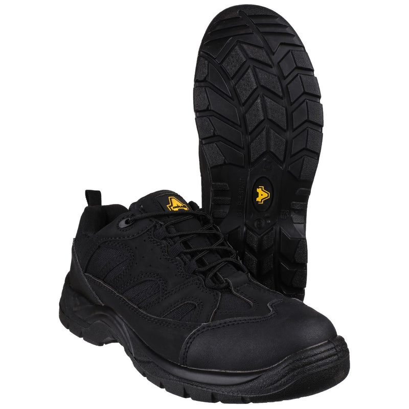 Rear view of the Amblers FS214 vegan safety shoes.