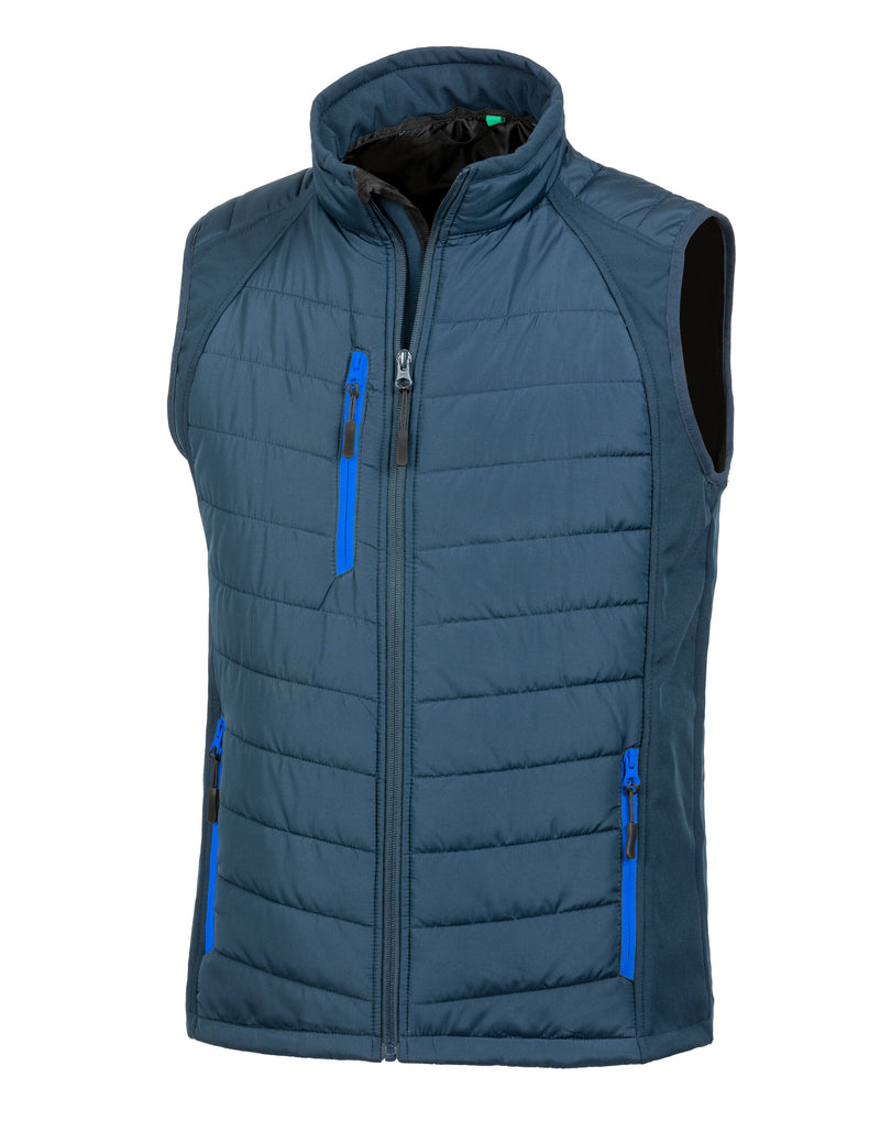 Result Recycled Compass Padded Softshell Gilet - Navy/Royal