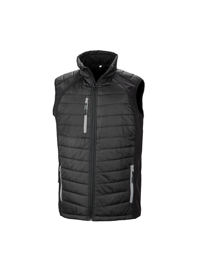 Result Recycled Compass Padded Softshell Gilet - Black/ Grey