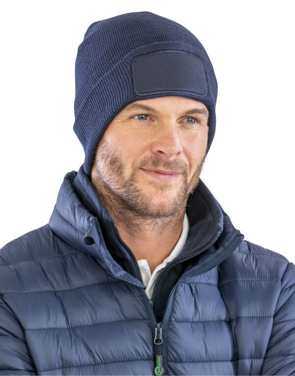 Result Recycled Recycled Double Knit Printers Beanie - Black