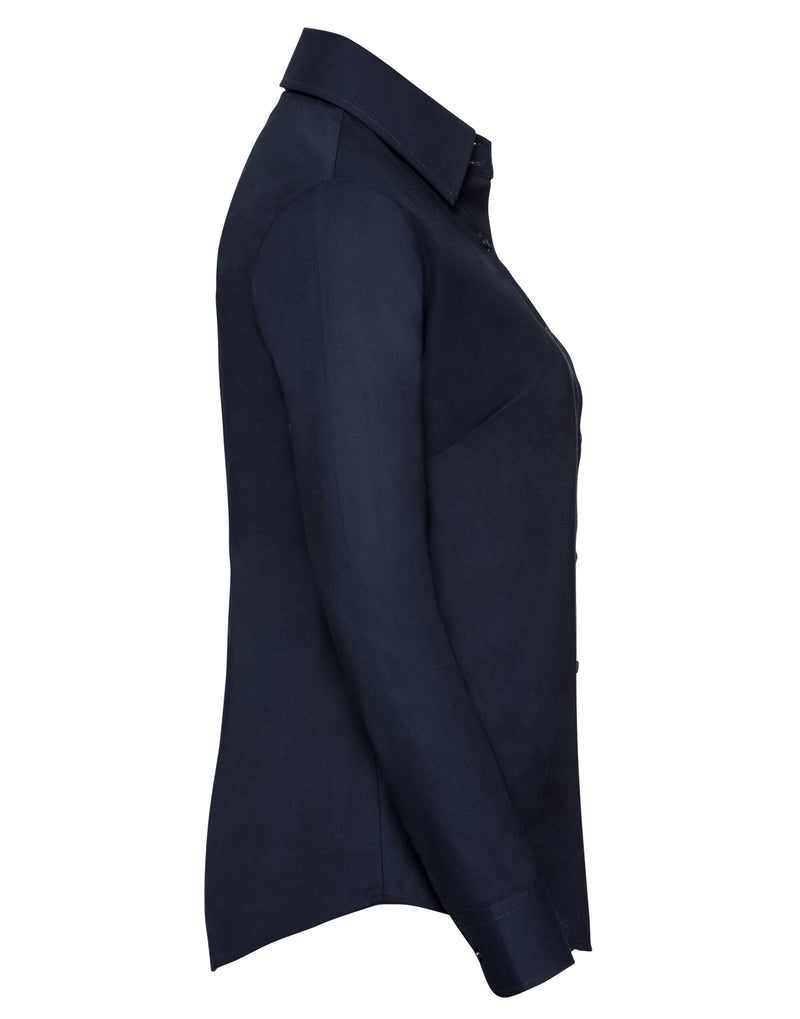 Russell Collection Ladies' Long Sleeve Tailored Oxford Shirt - Bright Navy