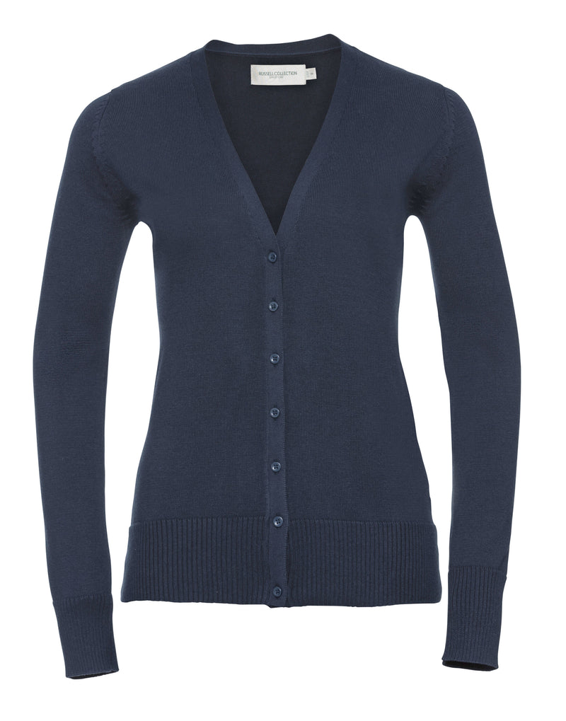 Russell Collection Ladies' V-Neck Knitted Cardigan - French Navy
