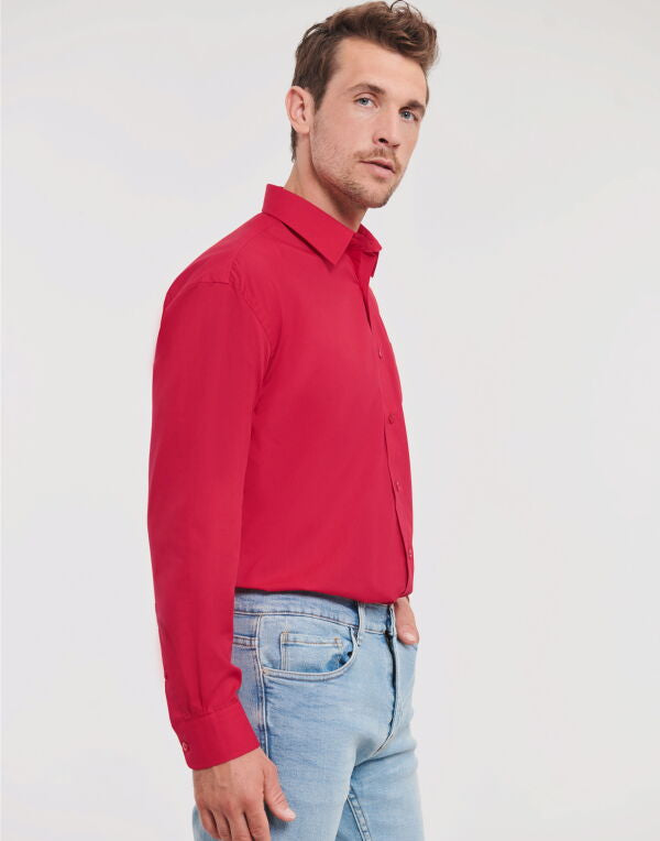 Russell Collection Men'S Long Sleeve Classic Polycotton Poplin Shirt