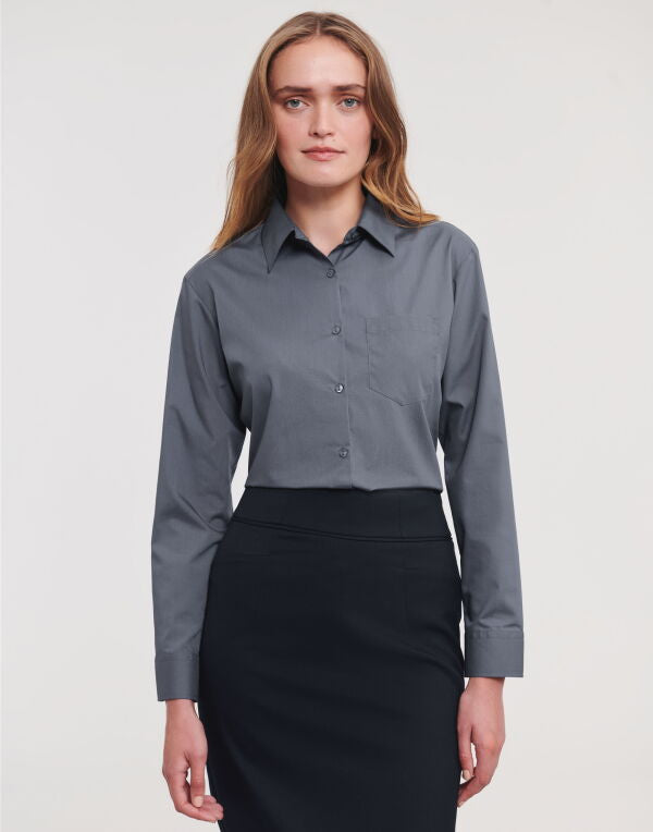 Russell Collection Ladies' Long Sleeve Classic Polycotton Poplin Shirt