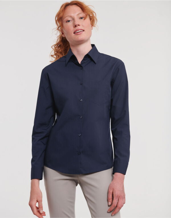 Russell Collection Ladies' Long Sleeve Classic Polycotton Poplin Shirt