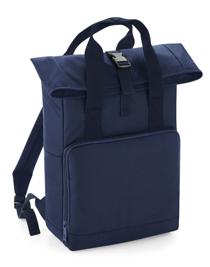 A clean, studio shot of the navy Twin-Handle Roll-Top Backpack.