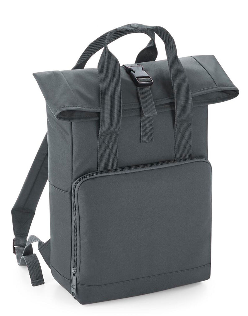 Side view of a bgrey Bagbase Twin-Handle Roll-Top Backpack.