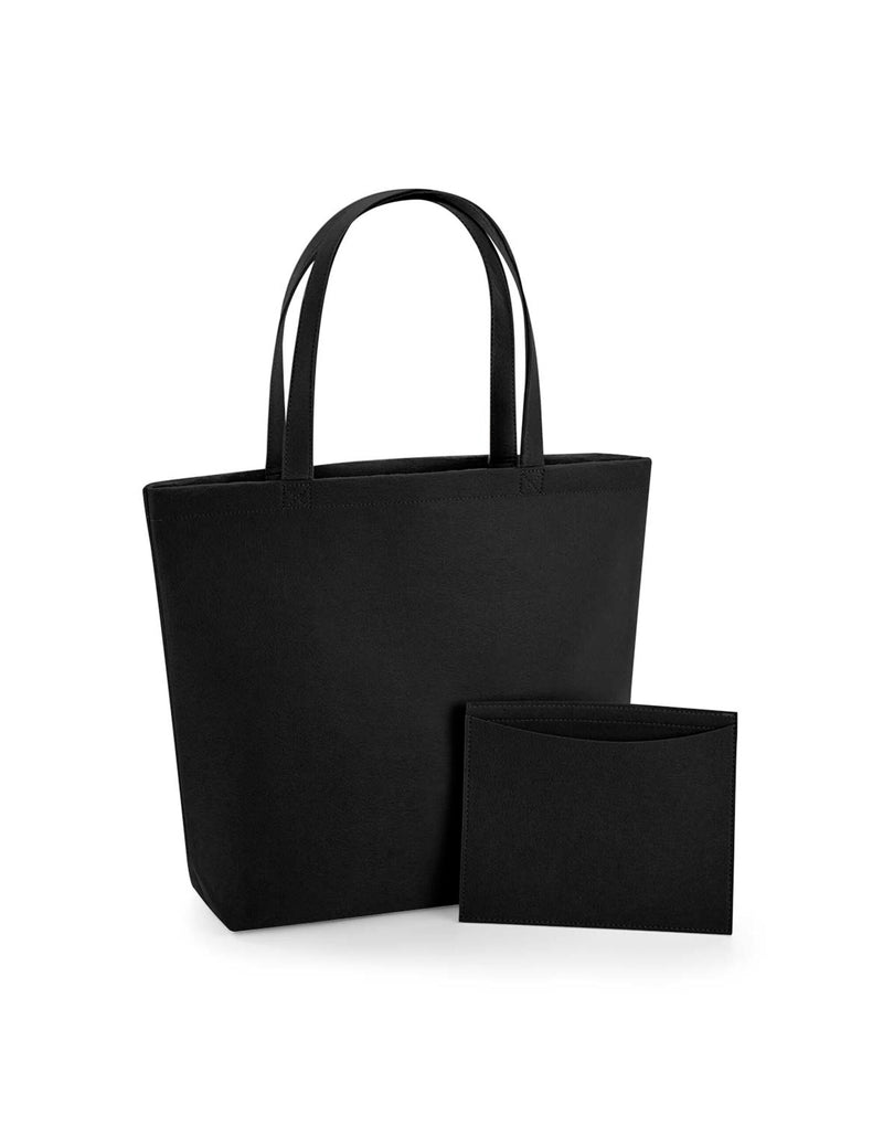 Front view of the light grey marl Bagbase Felt Shopper, a structured tote bag with webbing handles.