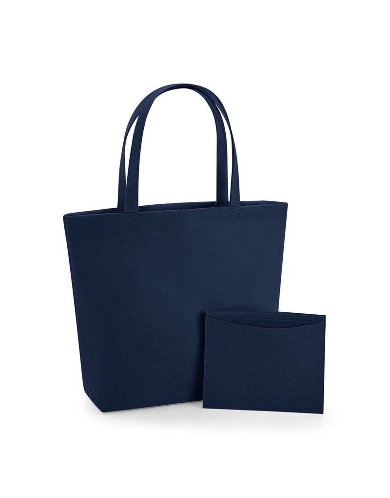 The dark grey marl Bagbase Felt Shopper, a chic and eco-friendly choice for shopping or daily use.