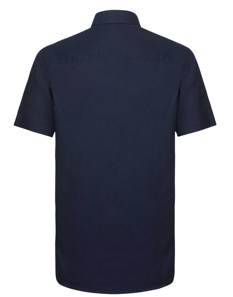 Russell Collection Men'S Short Sleeve Tailored Oxford Shirt - Bright Navy