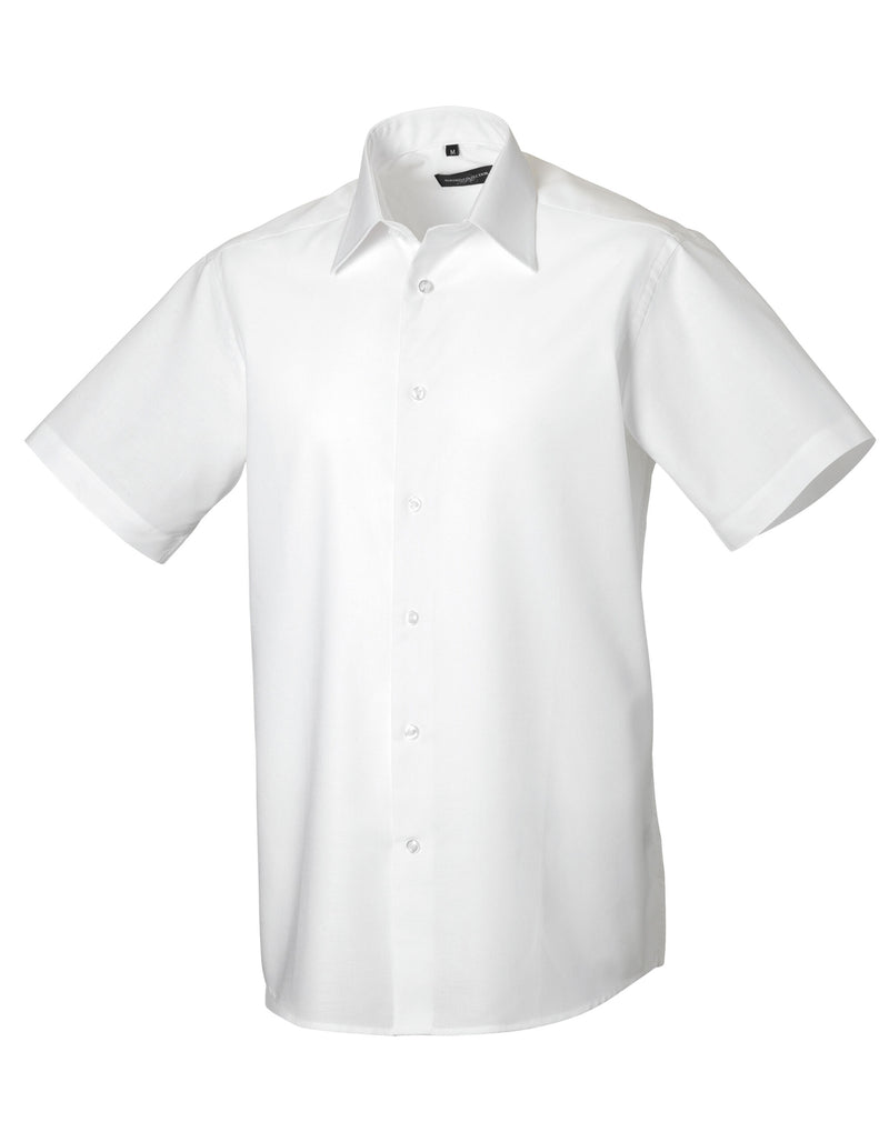 Russell Collection Men'S Short Sleeve Tailored Oxford Shirt - White