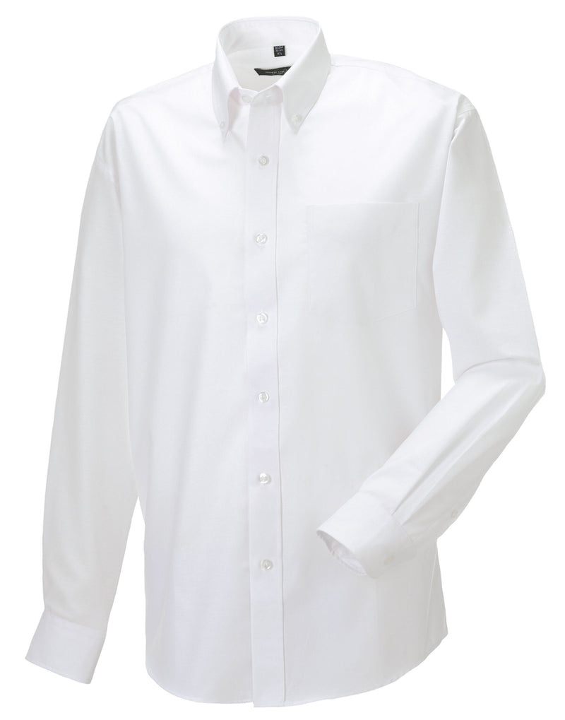 Russell Collection Men'S Long Sleeve Classic Oxford Shirt - White