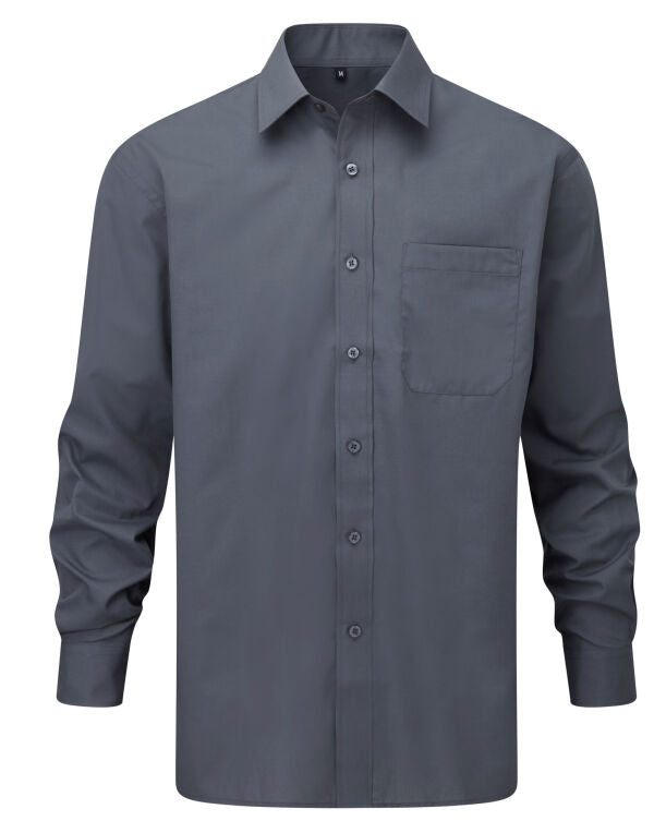 Russell Collection Men'S Long Sleeve Classic Polycotton Poplin Shirt