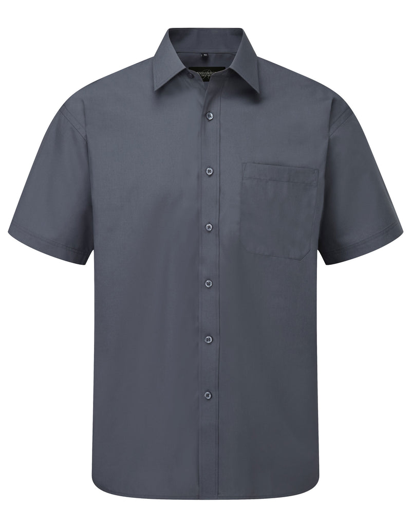 Russell Collection Men'S Short Sleeve Classic Polycotton Poplin Shirt - Convoy Grey