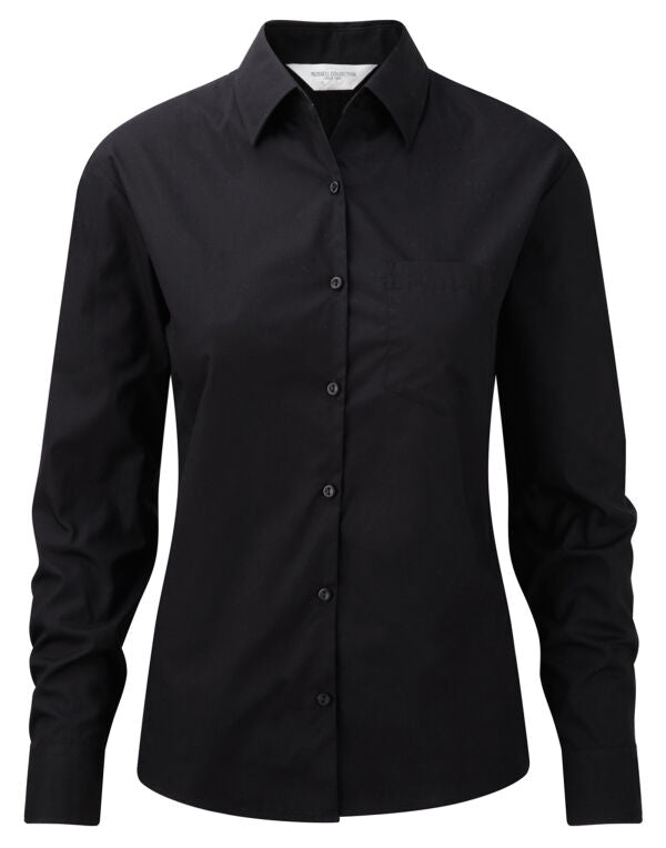 Russell Collection Ladies' Long Sleeve Classic Pure Cotton Poplin Shirt