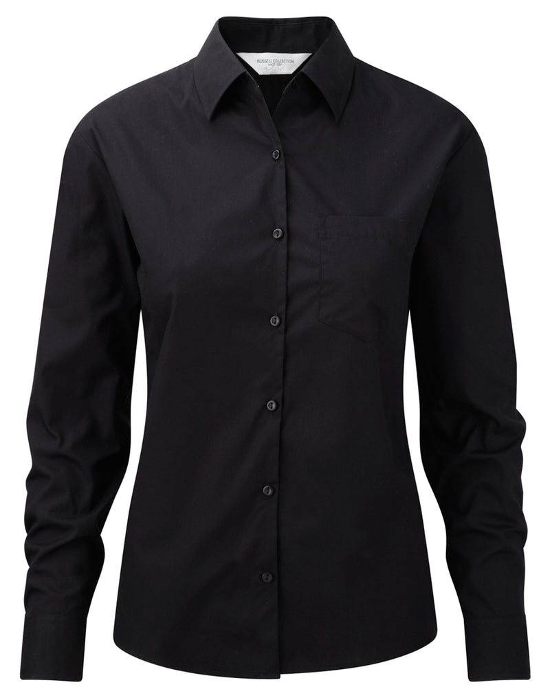 Russell Collection Ladies' Long Sleeve Classic Pure Cotton Poplin Shirt