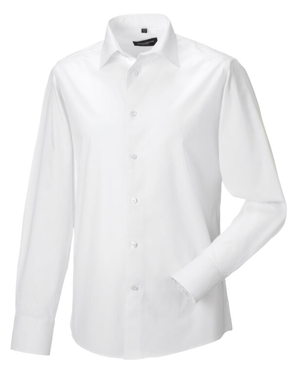 Russell Collection Men'S Long Sleeve Fitted Stretch Shirt