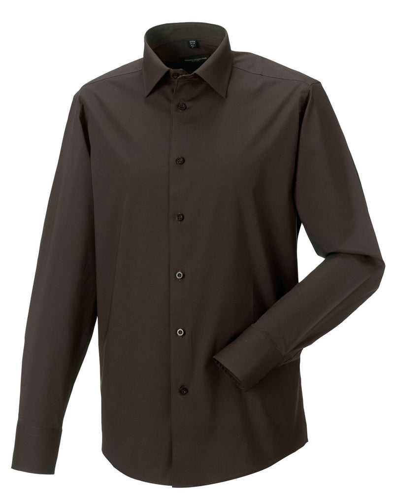 Russell Collection Men'S Long Sleeve Fitted Stretch Shirt