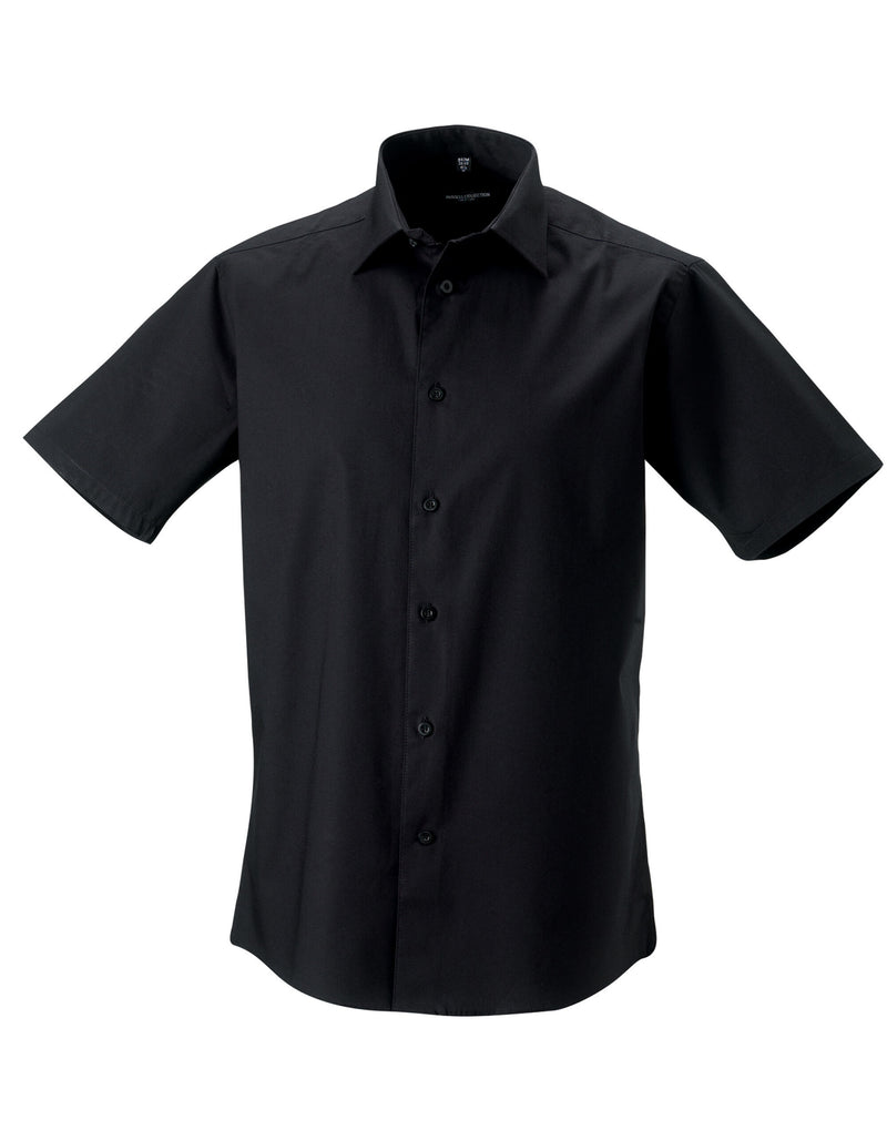 Russell Collection Men'S Short Sleeve Fitted Stretch Shirt