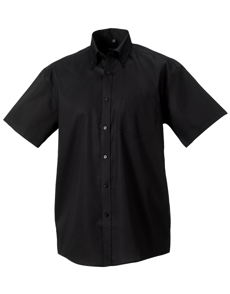 Russell Collection Men'S Short Sleeve Classic Ultimate Non-Iron Shirt - Black